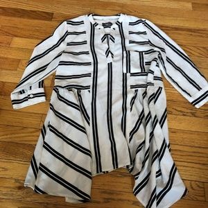 Neiman Marcus Striped work blouse
